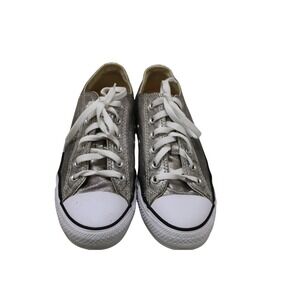 Converse Chuck Taylor All Star Women 8 Silver Metallic Low Top Sneaker GOOD